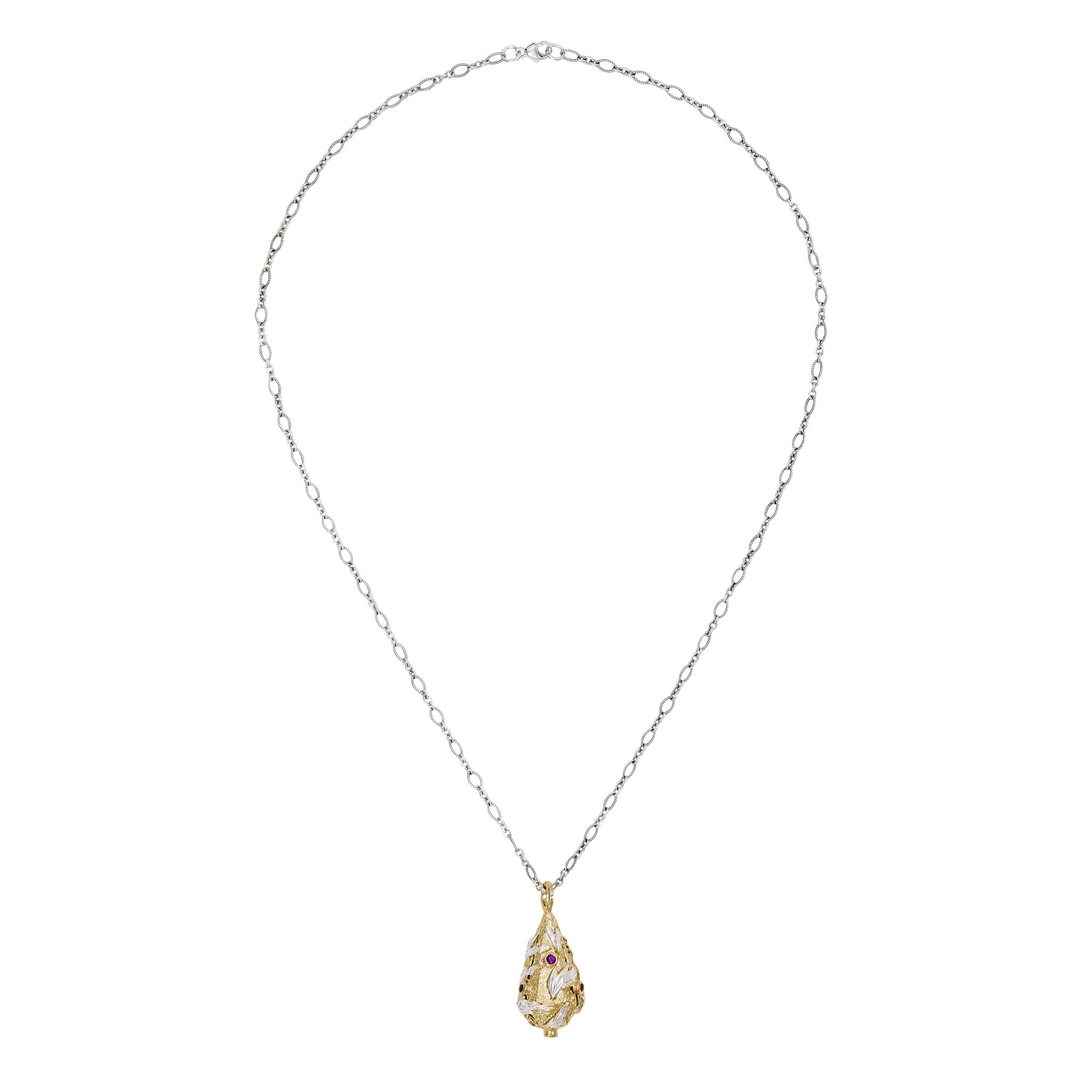 Medium Lantern Silver and Gold Vermeil Necklace